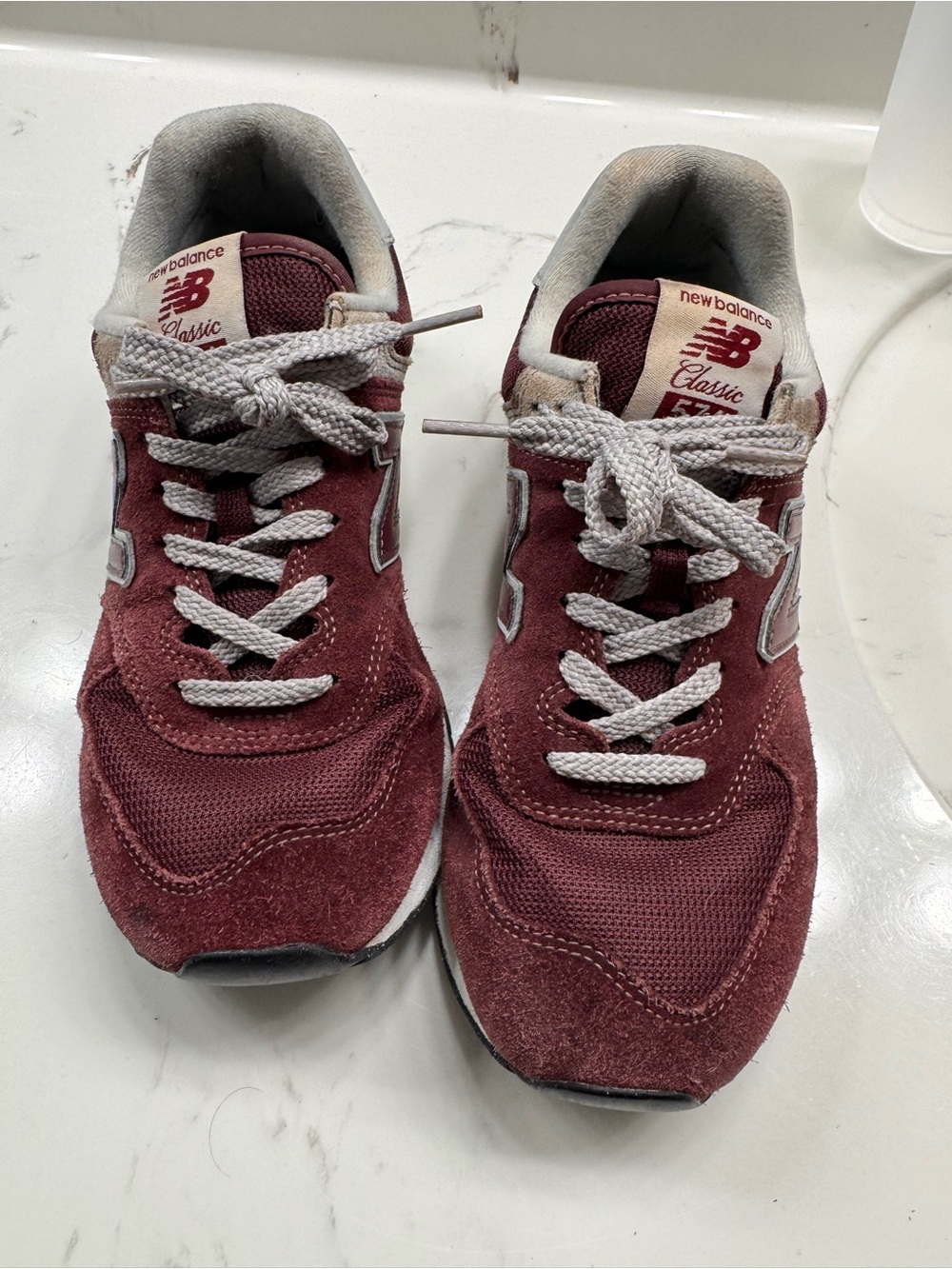 New Balance Wine Red Suede & Mesh Sneakers